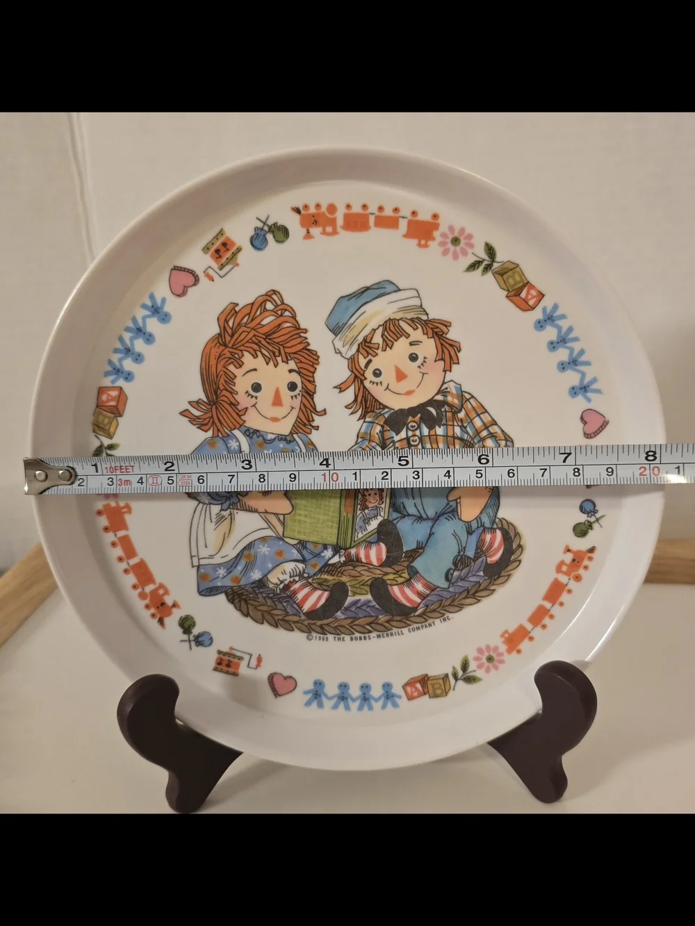 Vintage 1969 Raggedy Ann & Andy 3-Piece Melamine Child Dish Set Oneida Deluxe